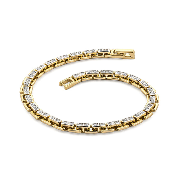 8 Inch Havana Lab Men Diamond Box Set Bracelet 0.85ct in 18K Gold Vermeil